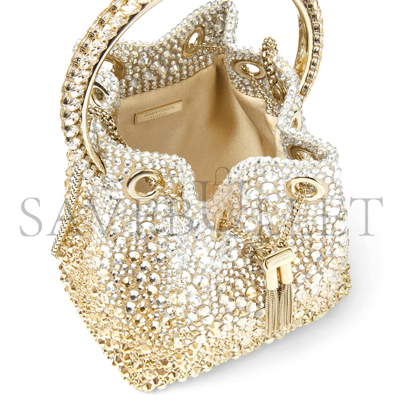 J1m*y Ch00 bon bon gold satin crystal handbag bonbonxdr (15*14*9.5cm)